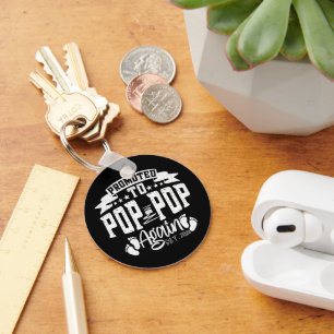 Promoted To Pop Pop Again Est 2024 Funny Grandpa Keychain