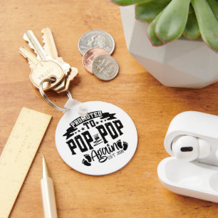 Promoted To Pop Pop Again Est 2024 Funny Grandpa Keychain