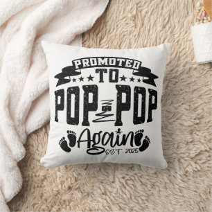Promoted To Pop Pop Again Est 2024 Funny Grandpa Throw Pillow