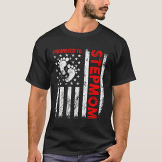Promoted To Stepmom Usa Flag Mother'S Day First Ti T-Shirt