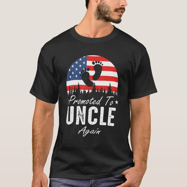 Promoted To Uncle Again 2024 US Flag Father's Day T-Shirt (Front)