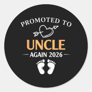 Promoted to Uncle Again Est 2026 Heart Arrow Classic Round Sticker