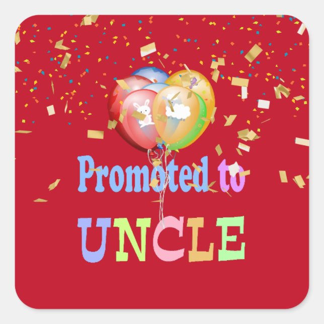 Promoted to Uncle, colourful design, Square Sticke Sticker (Front)