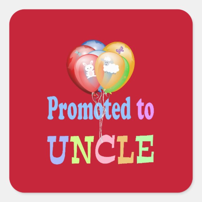 Promoted to Uncle, colourful design, Square Sticker (Front)