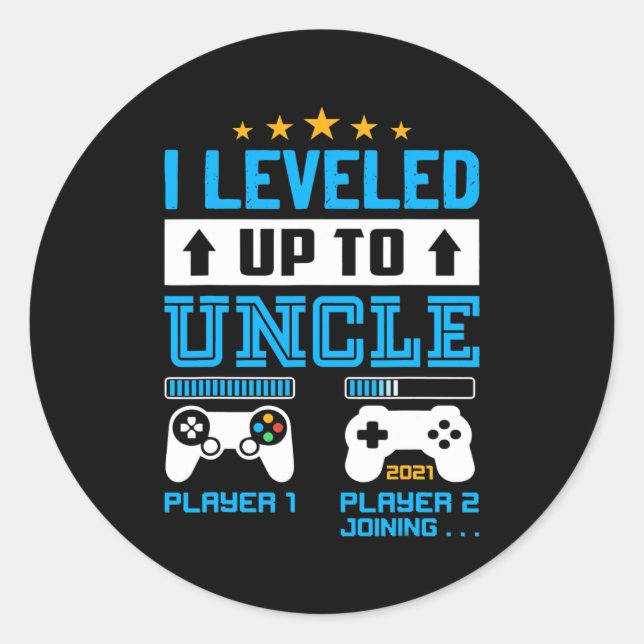 Promoted To Uncle EST 2021 I Levelled Up To Uncle Classic Round Sticker (Front)