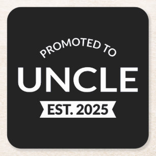 Promoted To Uncle Est. 2025 II Square Paper Coaster