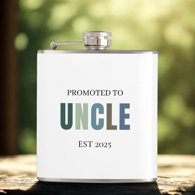 Promoted to Uncle EST 2025 | Personalized Gift Hip Flask (Creator Uploaded)