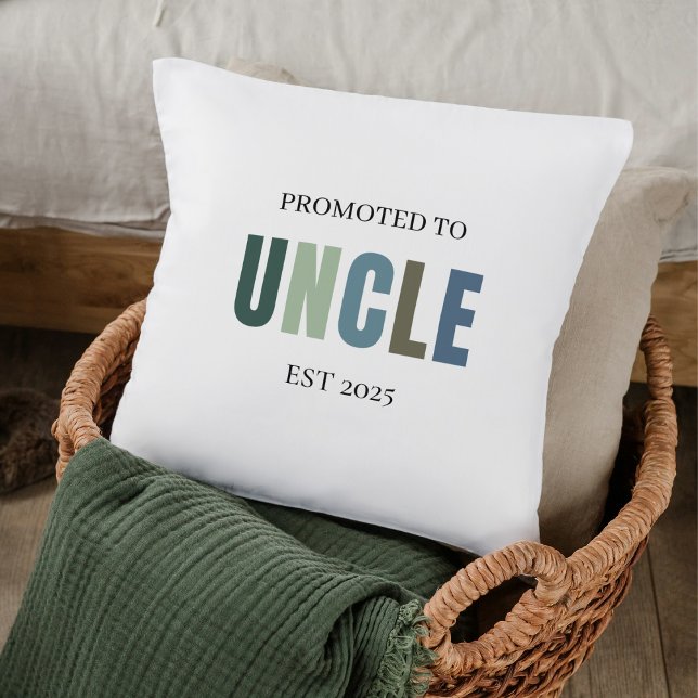 Promoted to Uncle EST 2025 | Personalized Gift Throw Pillow (Creator Uploaded)
