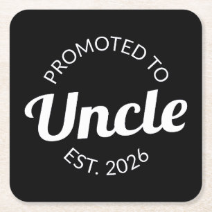 Promoted To Uncle Est. 2026 I Square Paper Coaster