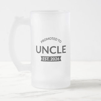 Promoted To Uncle Est. 2026 II Frosted Glass Beer Mug