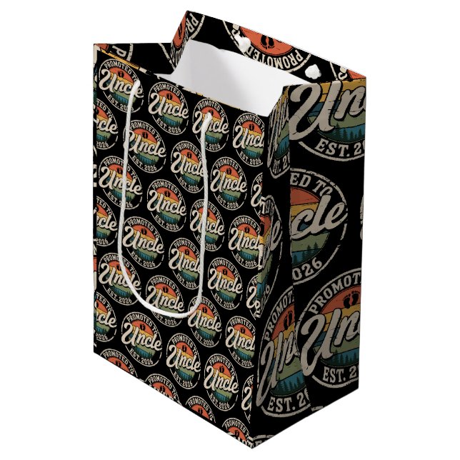 Promoted To Uncle Est 2026 Pregnancy Announcement  Medium Gift Bag (Front Angled)