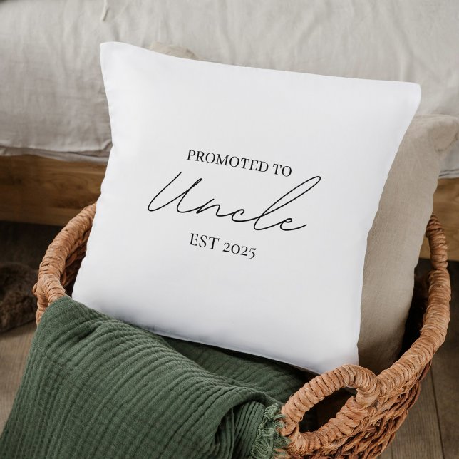 Promoted to Uncle EST  | New Uncle Gift Throw Pillow (Creator Uploaded)