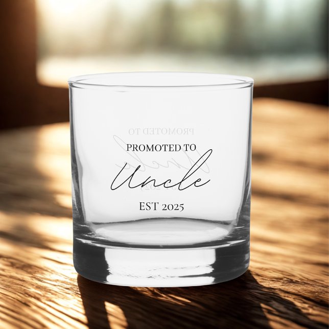 Promoted to Uncle EST | Uncle Gift Whiskey Glass (Creator Uploaded)
