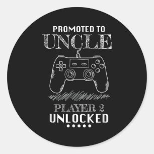 Promoted To Uncle Player 2 Unlock Shirt New Uncle Classic Round Sticker