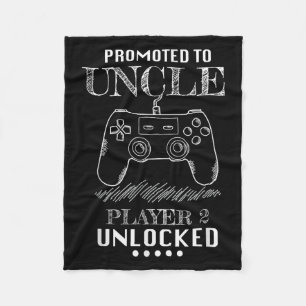 Promoted To Uncle Player 2 Unlock Shirt New Uncle Fleece Blanket