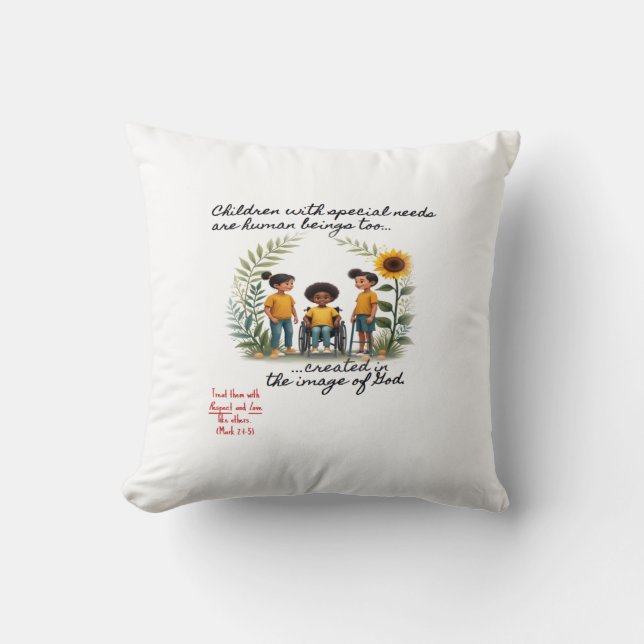 Promoting Children with Special Needs Throw Pillow (Front)