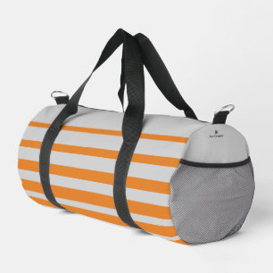Promotion Company Logo Name Striped Grey Orange Duffle Bag