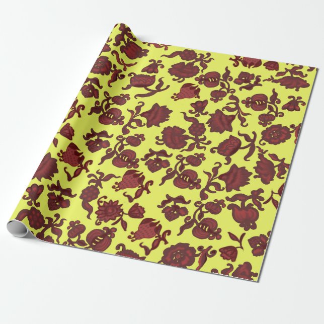 Promotion Flowers Bohemian Chic Floral Boho Yellow Wrapping Paper (Unrolled)
