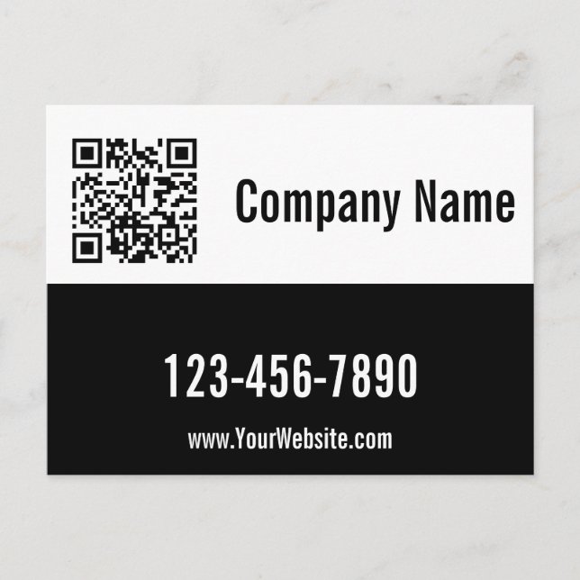 Promotional Black and White Template QR Code Postcard (Front)
