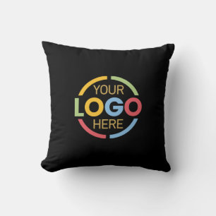 Promotional Black Company Business Logo Branded Throw Pillow