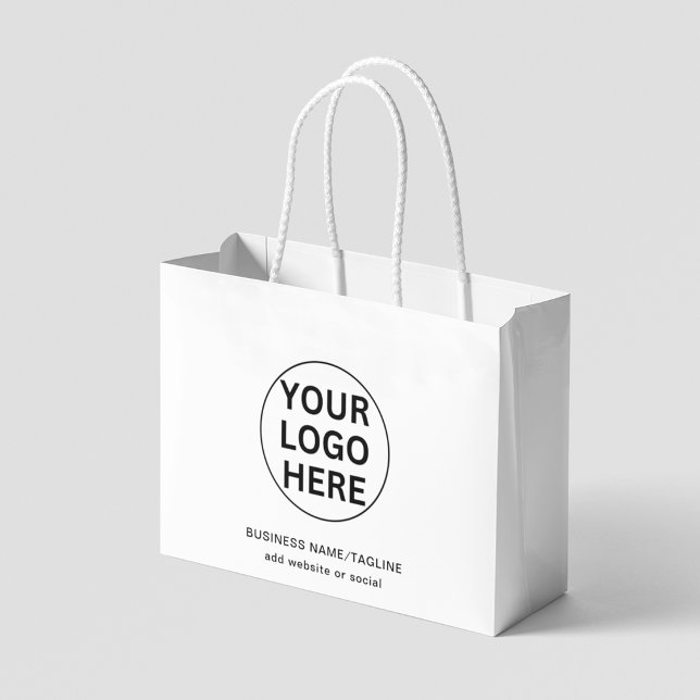 Promotional Black & White Business Logo & Text Large Gift Bag (Creator Uploaded)