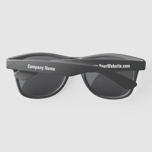Promotional Black with White Text Template Sunglasses (Back)