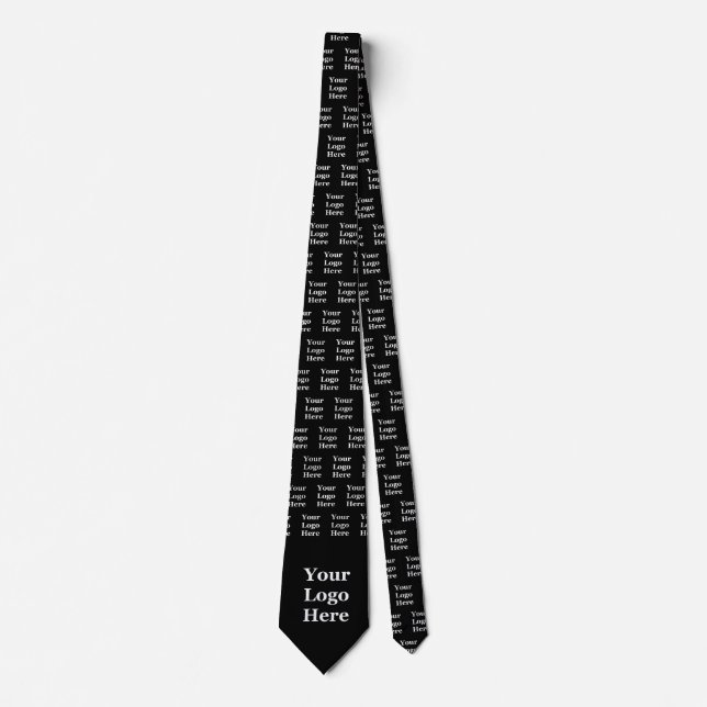 Promotional Black Your Logo Here Pattern Tie (Front)
