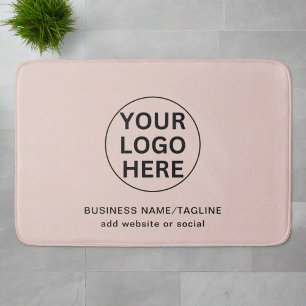 Promotional Blush Pink Business Logo & Text Bath Mat