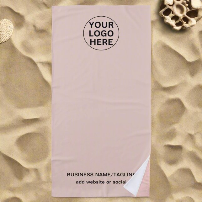 Promotional Blush Pink  Business Logo & Text  Beach Towel (Creator Uploaded)