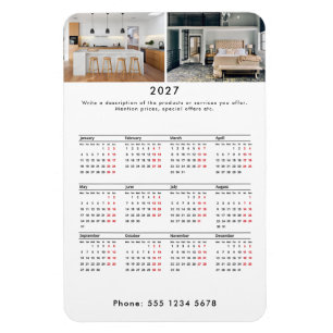Promotional Business 2 Photo 2027 Calendar Magnet