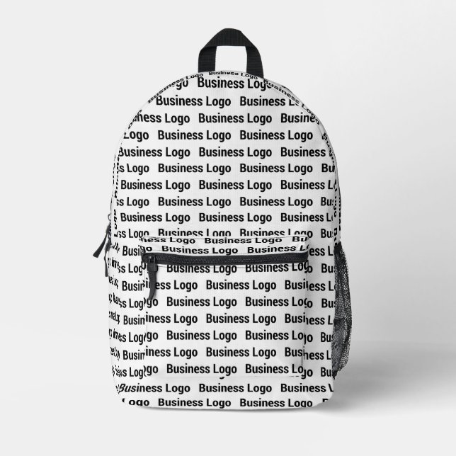 Promotional Business Logo Black White Pattern  Printed Backpack (Front)