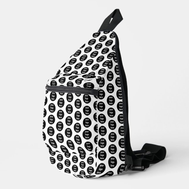 Promotional Business Logo Black White Pattern  Sling Bag (Right Corner)