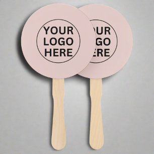 Promotional Business Logo l Blush Pink Branded Hand Fan