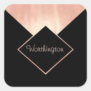 Promotional Business Rose Gold Metallic Feminine Square Sticker
