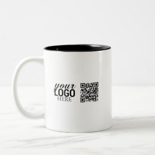 Promotional Company Business Logo & QR Code  Two-Tone Coffee Mug