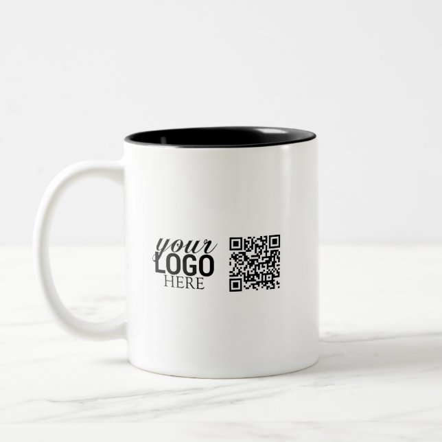 Promotional Company Business Logo & QR Code  Two-Tone Coffee Mug (Left)