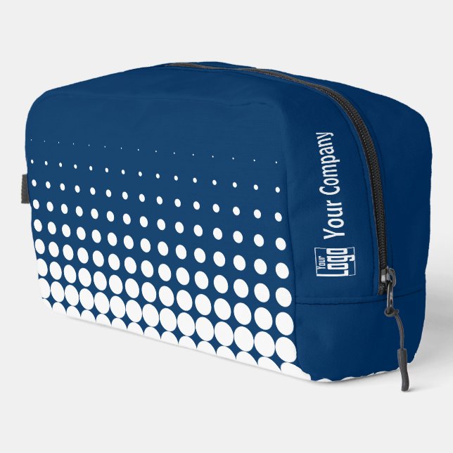 Promotional Company Logo Halftone Blue White  Dopp Kit (Right Corner)