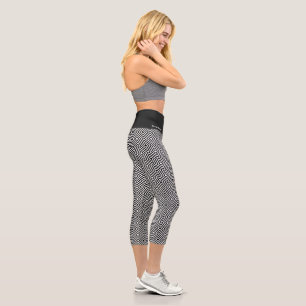 Promotional Company Name Black & White Pattern Capri Leggings