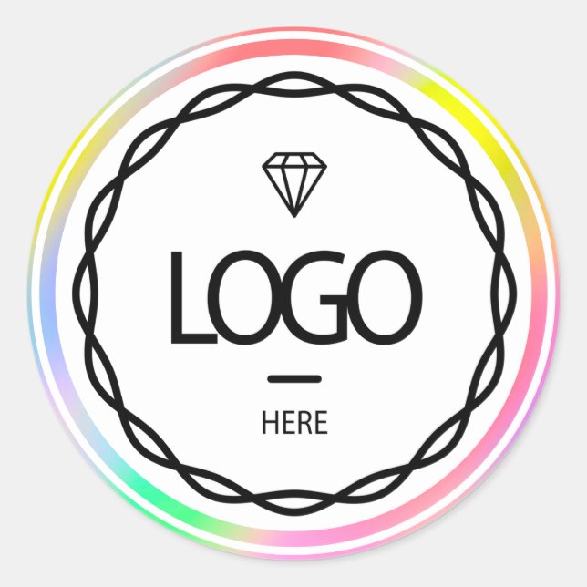 Promotional Custom Logo Holographic Colours Rainbo Classic Round Sticker (Front)