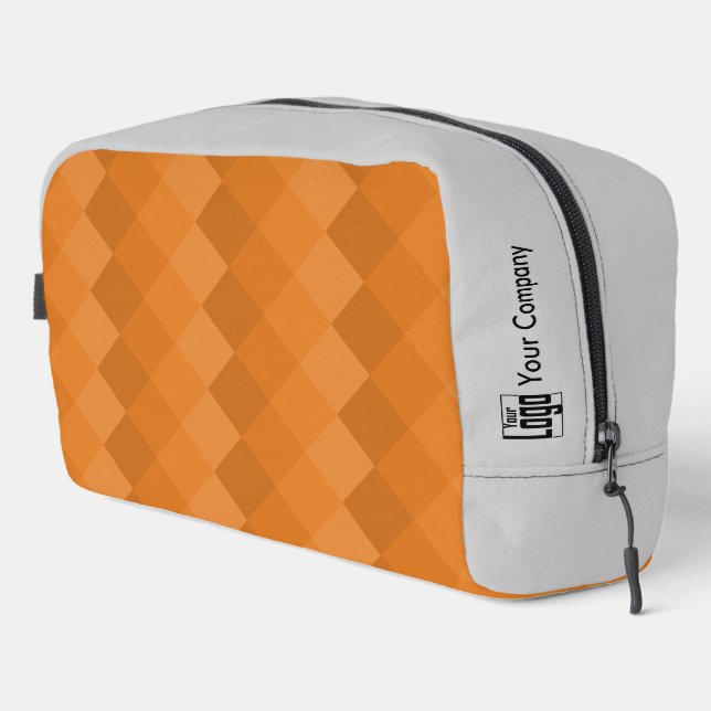 Promotional Diamond Pattern Grey Orange  Dopp Kit (Right Corner)