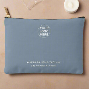 Promotional Dusty Blue Business Logo Branded Accessory Pouch