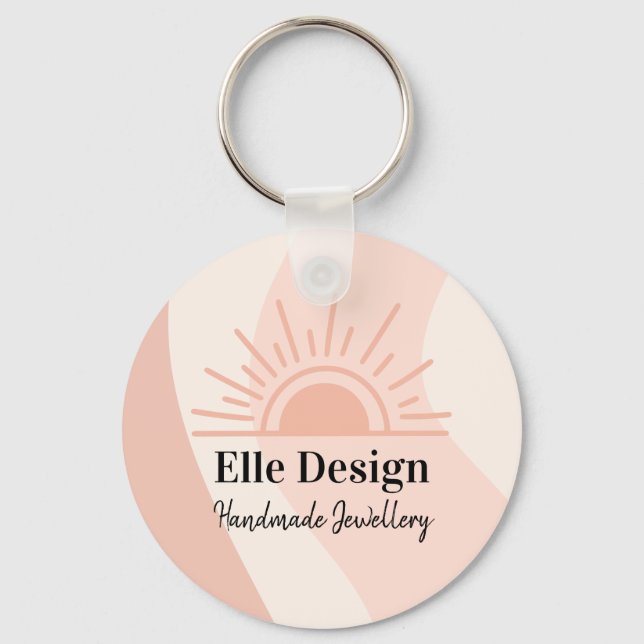 Promotional Feminine Blush Pink Custom Boho Logo Keychain (Front)