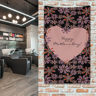 Promotional Floral Heart Happy Mother's Day Event Banner