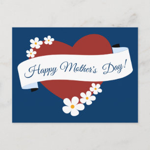Promotional Flower Frame Red Heart Mother's Day Holiday Postcard