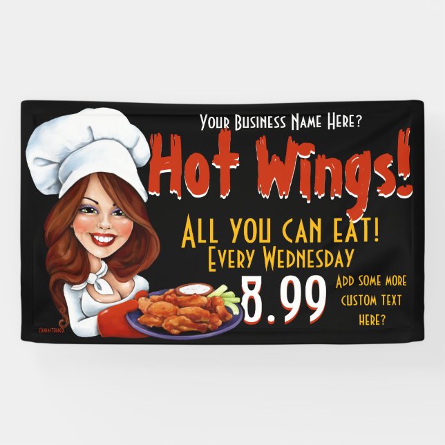 Promotional Hot Wings.Buffalo Chicken.Customize! Banner (Horizontal)