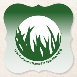 Promotional Lawn Care Service Green Logo Paper Coaster