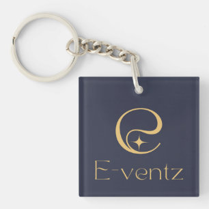 Promotional Logo l Navy Blue & Gold Keychain