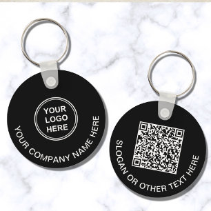 Promotional Logo QR Code Black Keychain