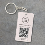Promotional Logo QR Code Pink Keychain<br><div class="desc">Modern and professional light pink promotional keychain featuring your QR code for customers to scan for a list of your products,  services,  prices or other information. Upload your logo and QR code and add your business name,  website,  slogan,  phone number,  etc.,  in simple typography.</div>
