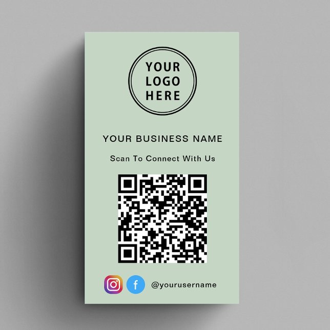 Promotional Logo QR Code Sage Business Card (Capture attention, make connections, and leave a lasting impression with our modern QR business card)